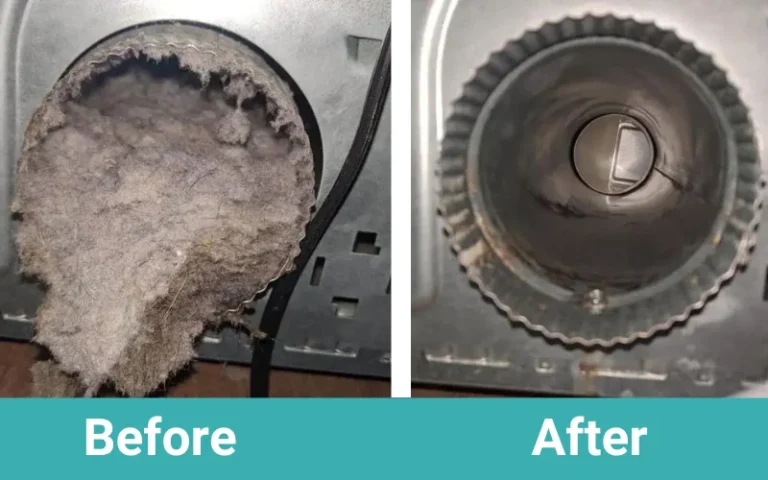 Before and after - dryer vent cleaning - NJ Certified home solution