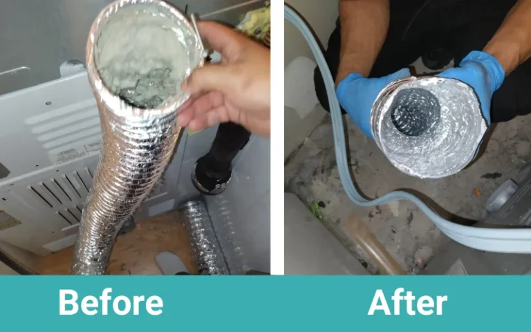 Before and after - dryer vent cleaning NJ Certified home solution